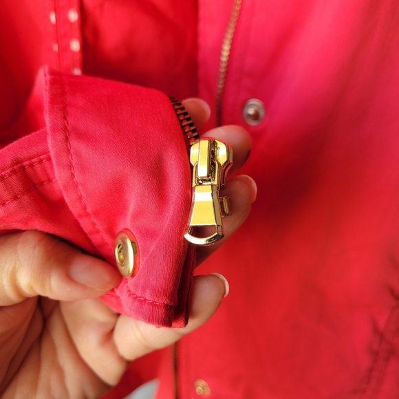 Chico's Luxe Twill Utility Jacket Malibu Punch zip snap front closure Size 2 - Picture 7 of 10